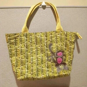 The Original Arizona Jean Company shoulder bag bananas monkey canvas pink lined